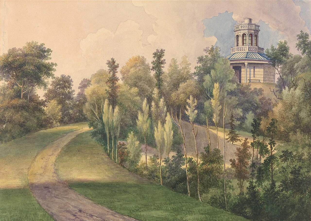 1815-Gerrit Jan Schouten - Edificio nel parco di Boschbeek con torretta ottagonale